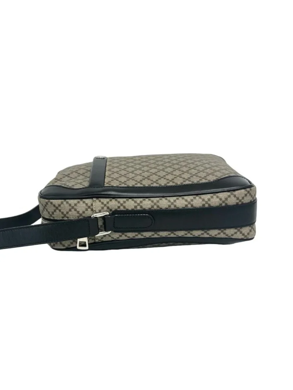 Gucci Diamante Leather Shoulder Bag Crossbody Pochette Cross Beige Black